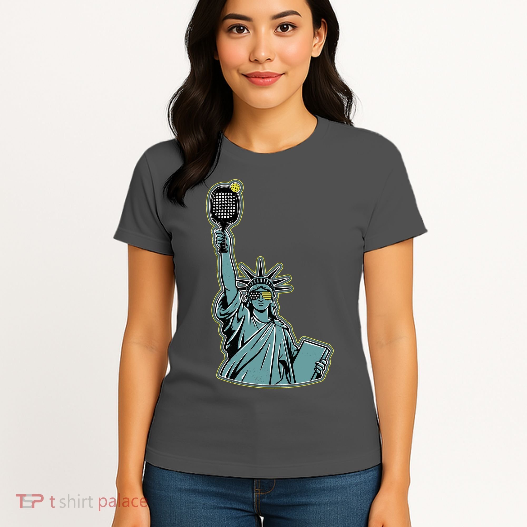 Funny Pickleball Statue Of Liberty  Women's T-Shirt