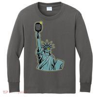 Funny Pickleball Statue Of Liberty  Kids Long Sleeve Shirt thumb 0