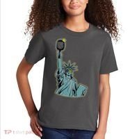 Funny Pickleball Statue Of Liberty  Kids T-Shirt thumb 2