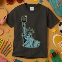 Funny Pickleball Statue Of Liberty  Kids T-Shirt thumb 3