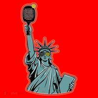 Funny Pickleball Statue Of Liberty  Santa Hat thumb 1