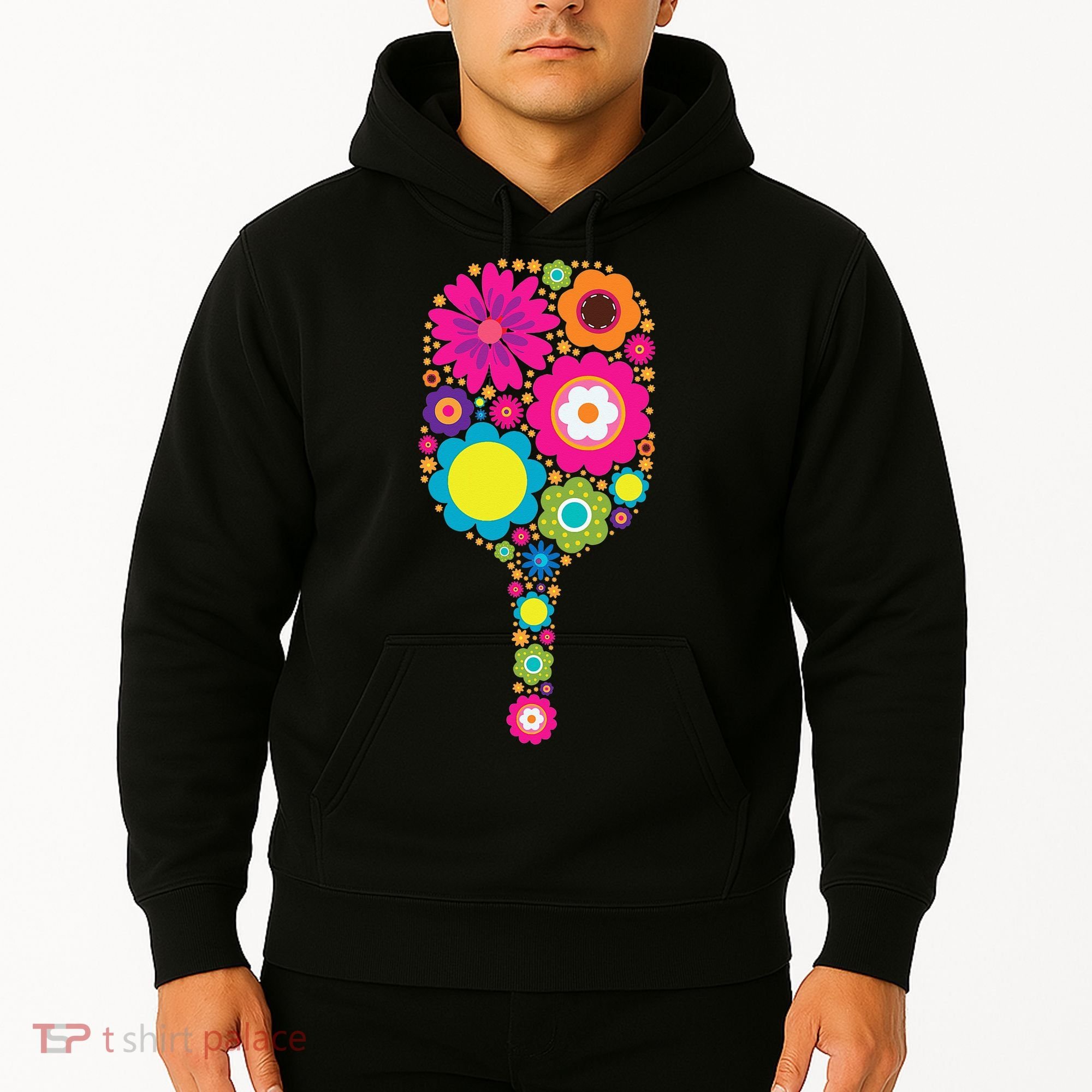 Flowers Pickleball Sports Racquet Racket Paddle Hoodie