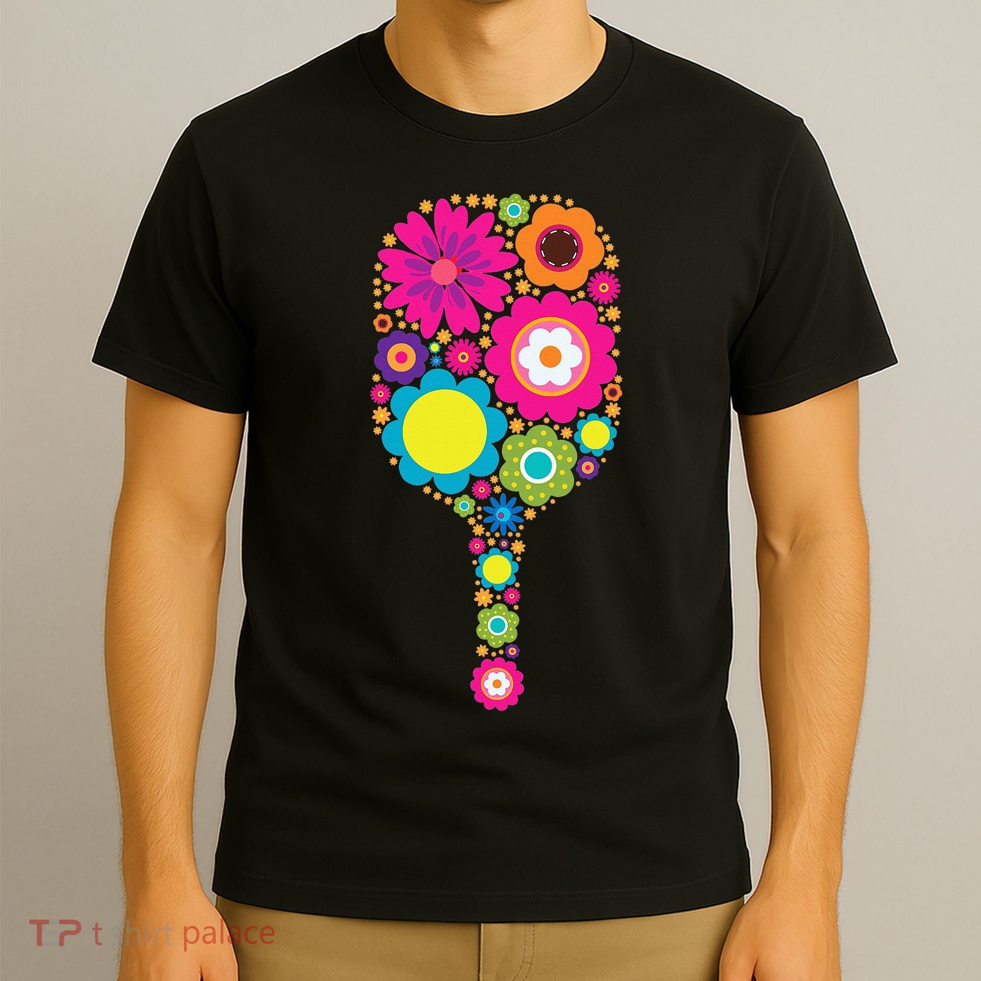 Flowers Pickleball Sports Racquet Racket Paddle T-Shirt