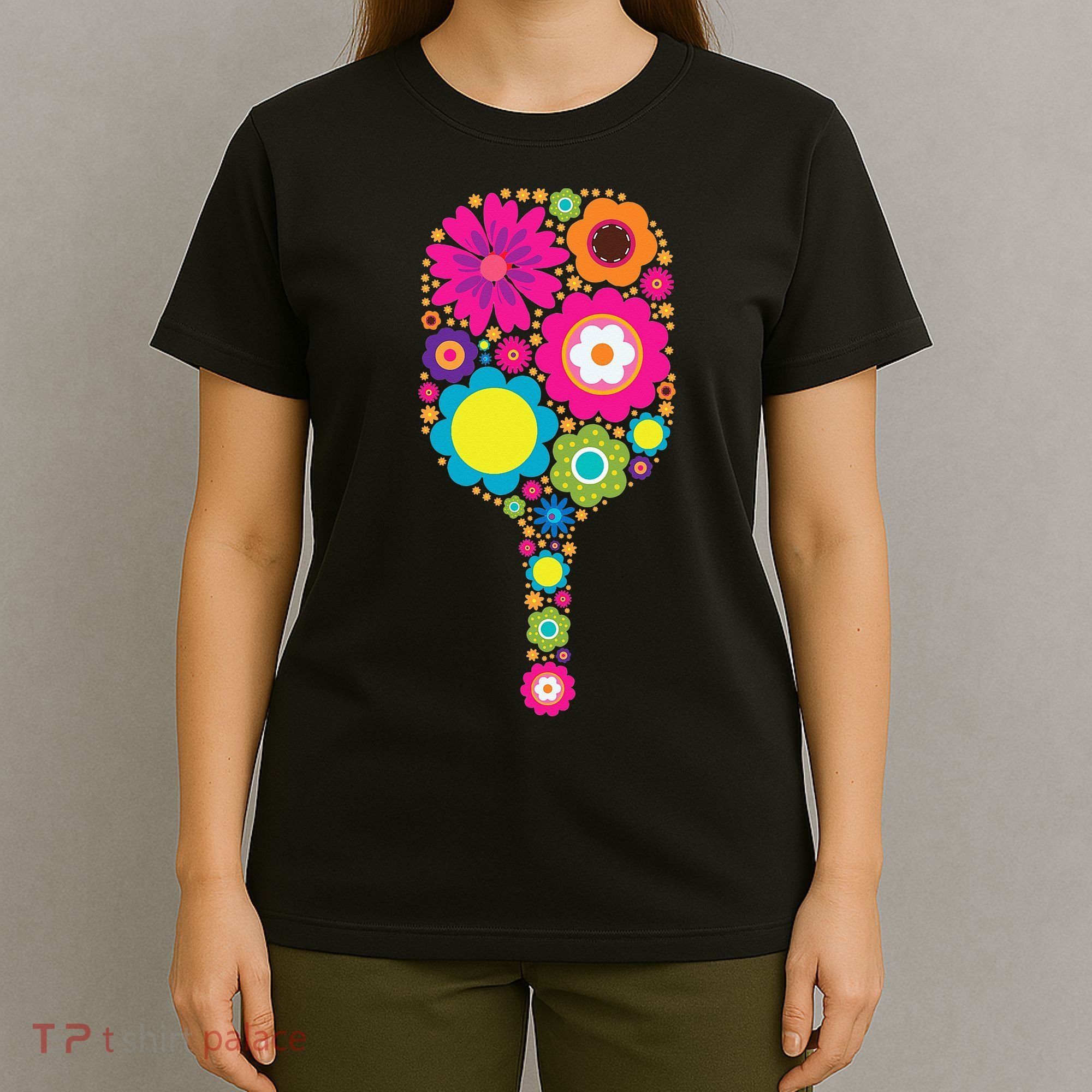 Flowers Pickleball Sports Racquet Racket Paddle T-Shirt