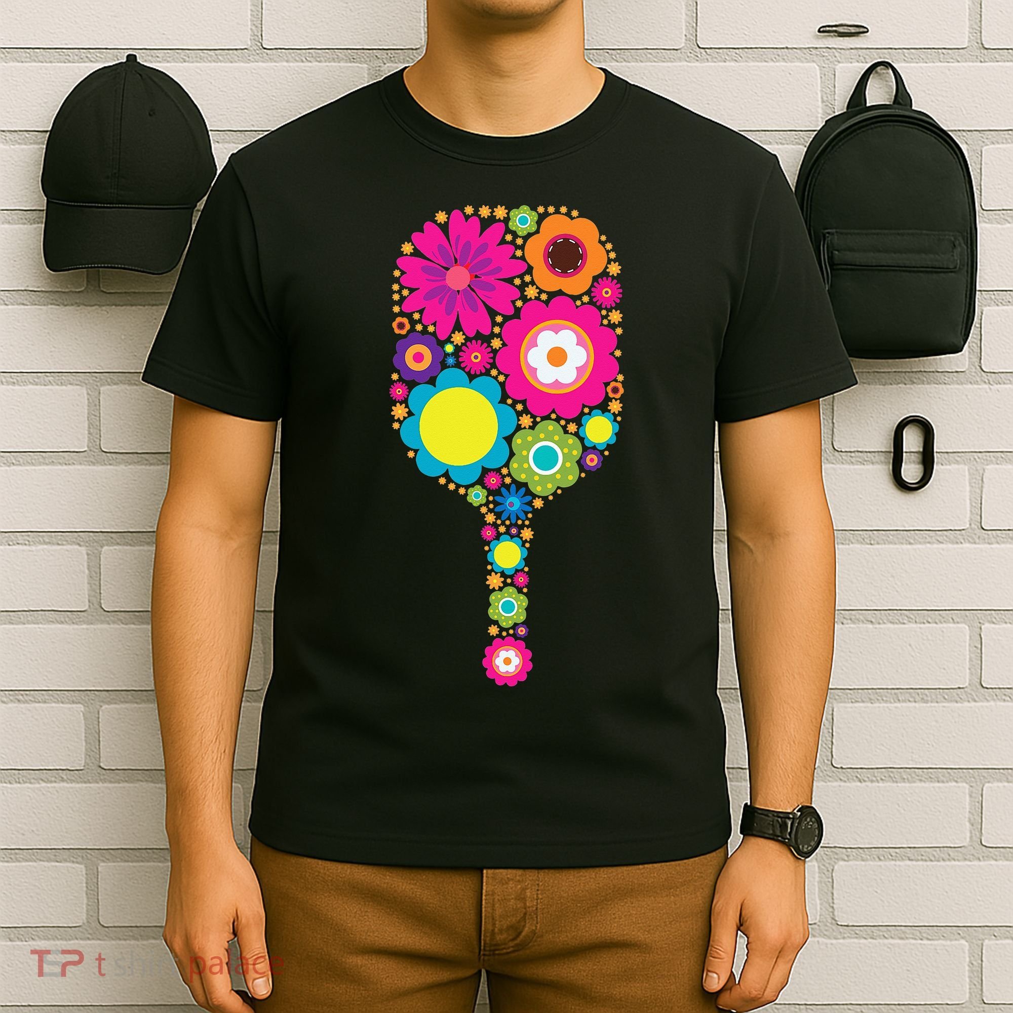 Flowers Pickleball Sports Racquet Racket Paddle T-Shirt
