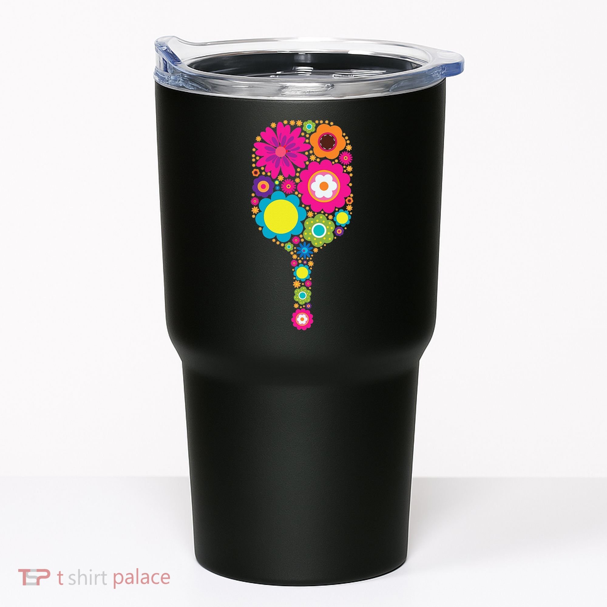 Flowers Pickleball Sports Racquet Racket Paddle Tumbler