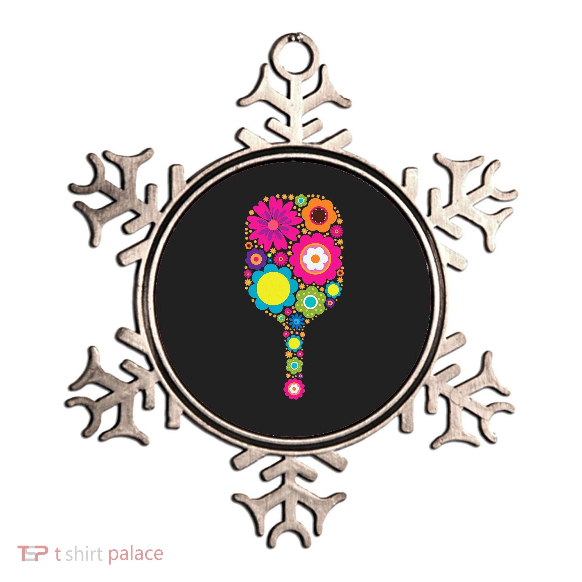 Flowers Pickleball Sports Racquet Racket Paddle Ornament