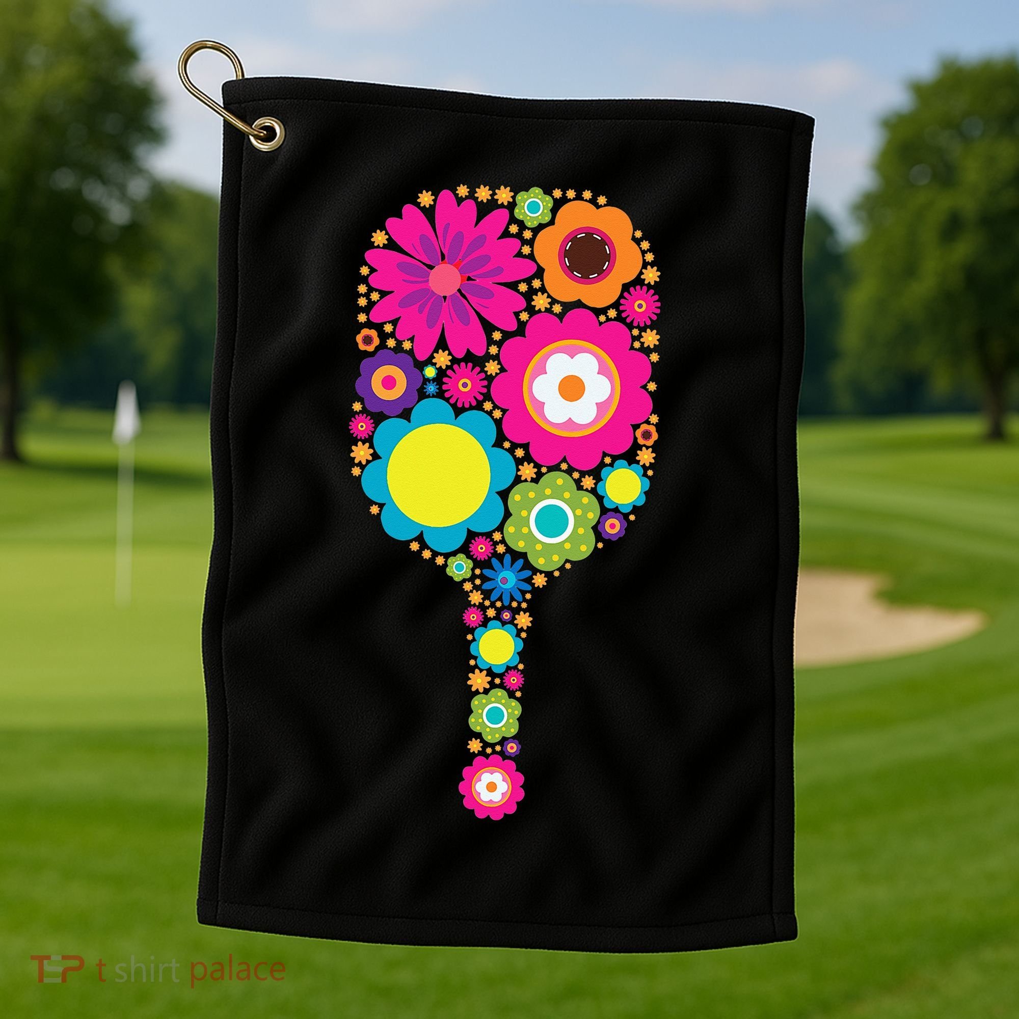 Flowers Pickleball Sports Racquet Racket Paddle Golf Towel