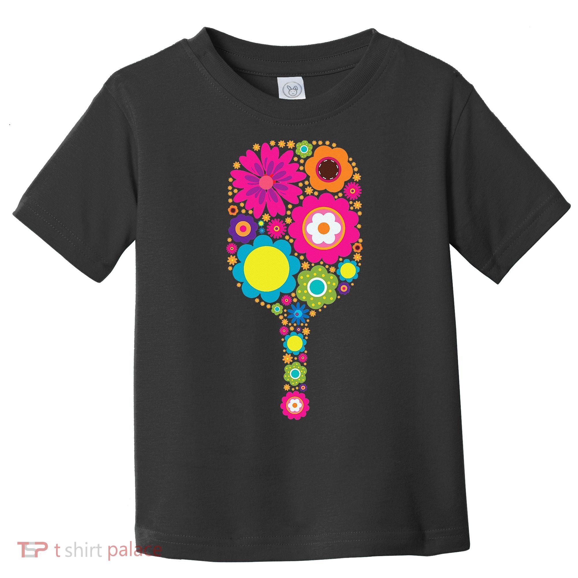 Flowers Pickleball Sports Racquet Racket Paddle Toddler T-Shirt