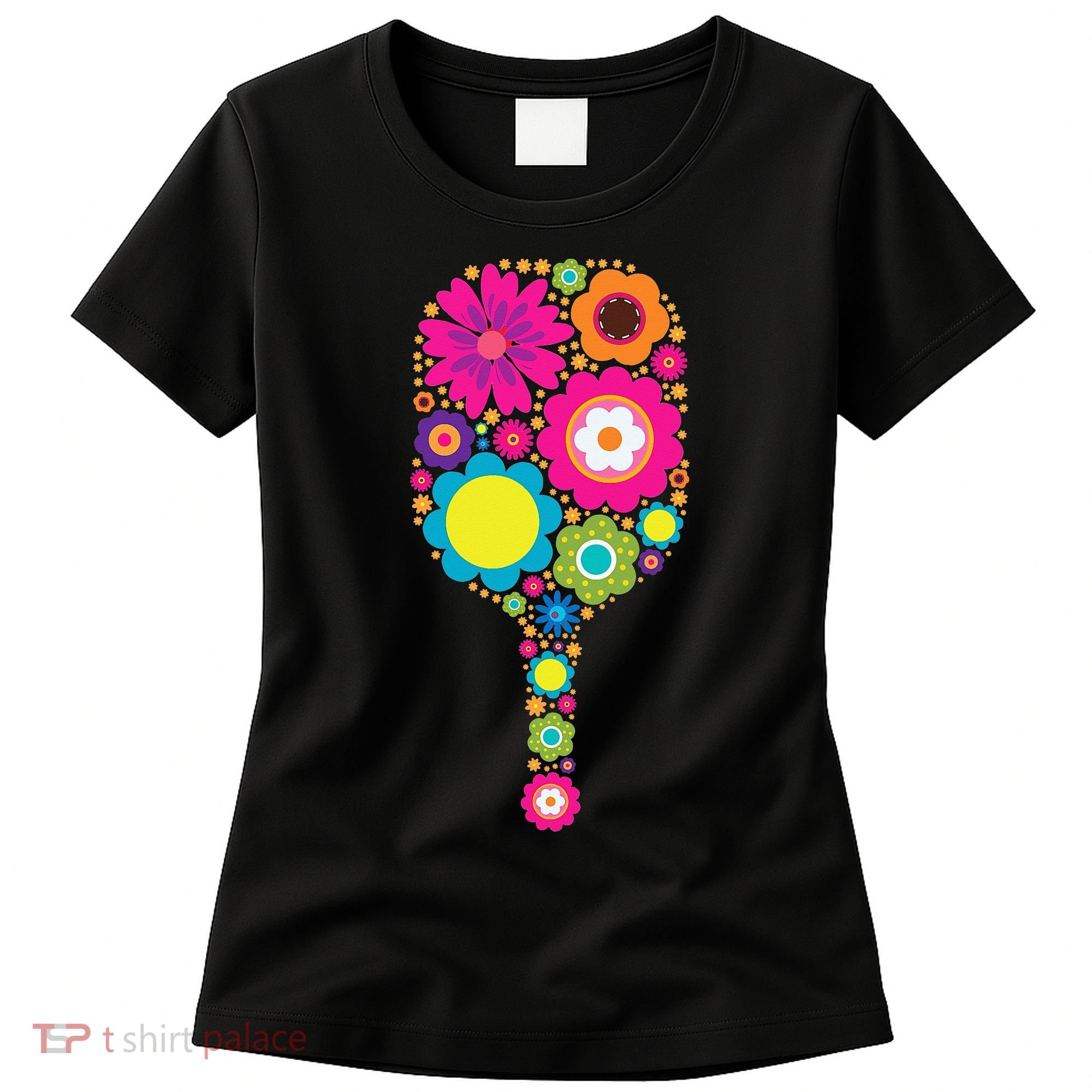 Flowers Pickleball Sports Racquet Racket Paddle Women's T-Shirt