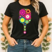 Flowers Pickleball Sports Racquet Racket Paddle Women's T-Shirt thumb 2