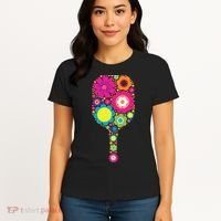 Flowers Pickleball Sports Racquet Racket Paddle Women's T-Shirt thumb 4