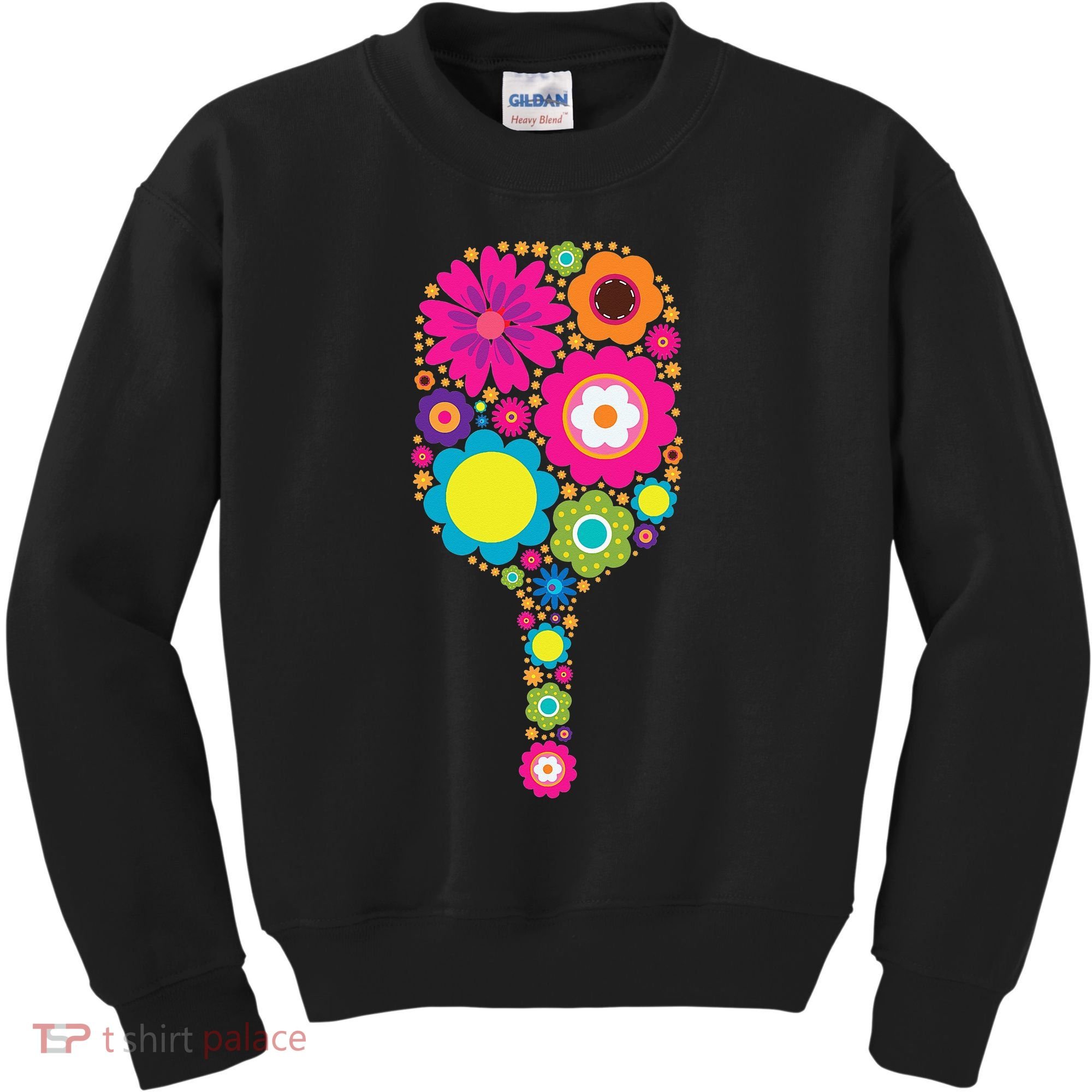 Flowers Pickleball Sports Racquet Racket Paddle Kids Sweatshirt