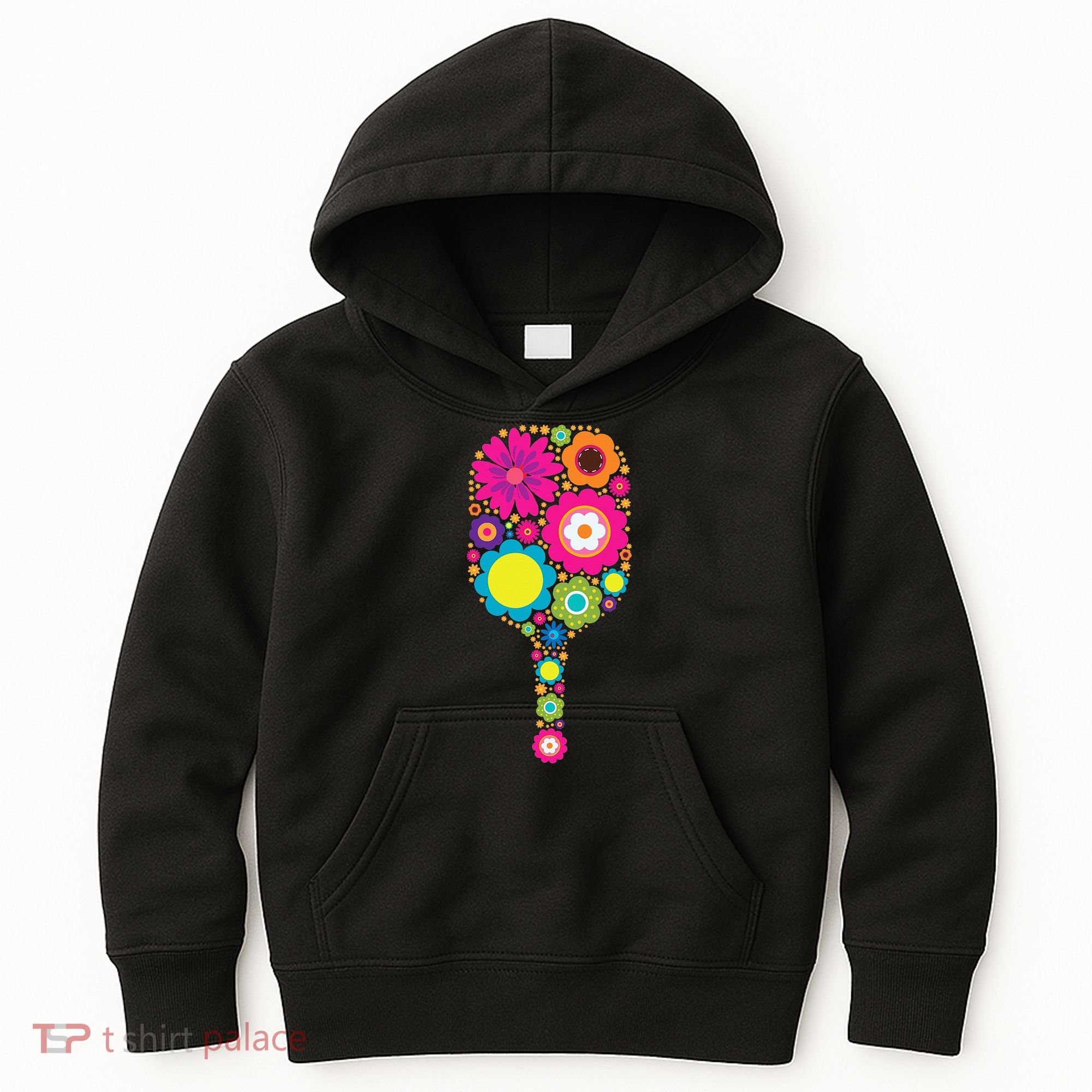Flowers Pickleball Sports Racquet Racket Paddle Kids Hoodie