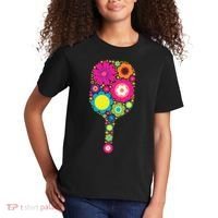 Flowers Pickleball Sports Racquet Racket Paddle Kids T-Shirt thumb 2