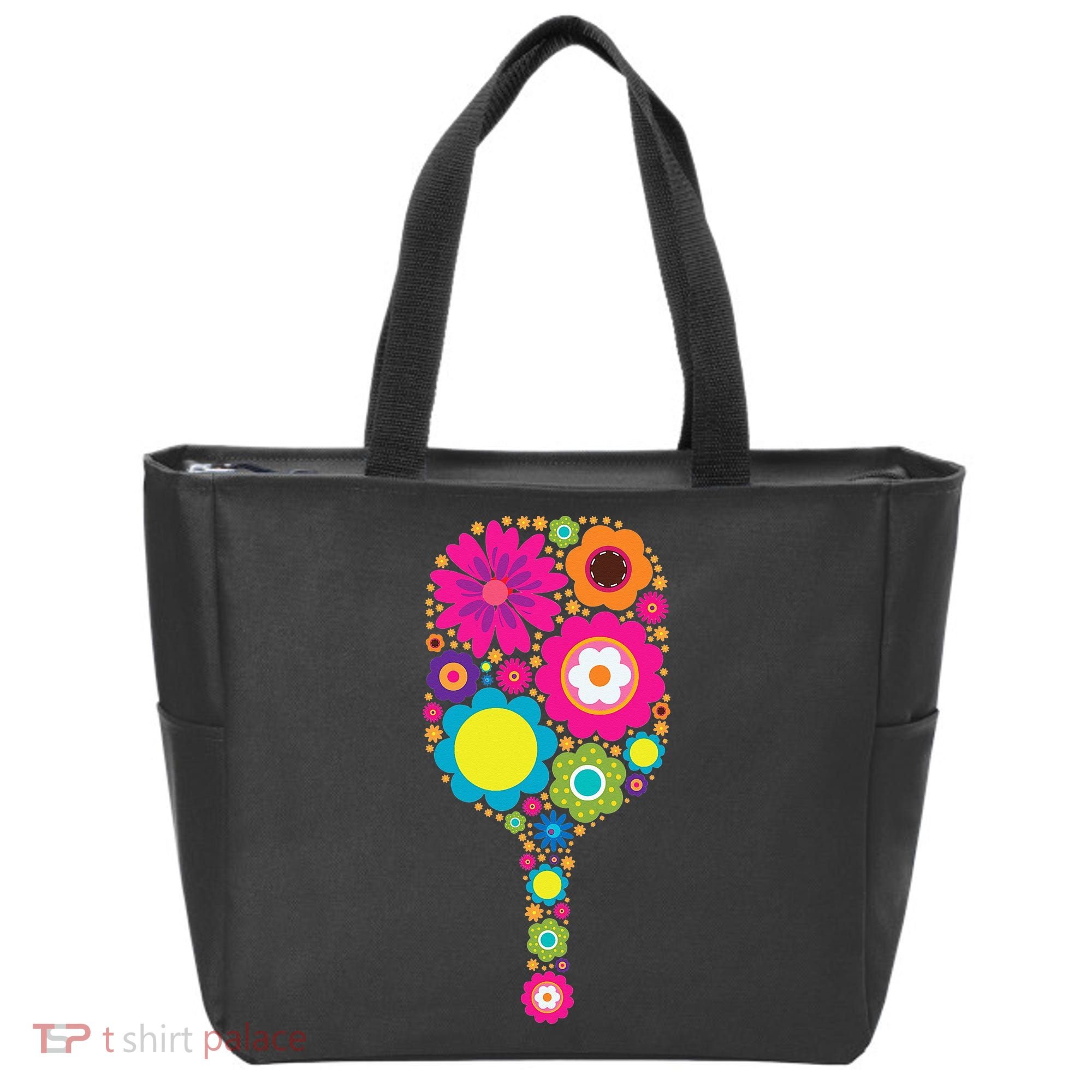 Flowers Pickleball Sports Racquet Racket Paddle Tote Bag