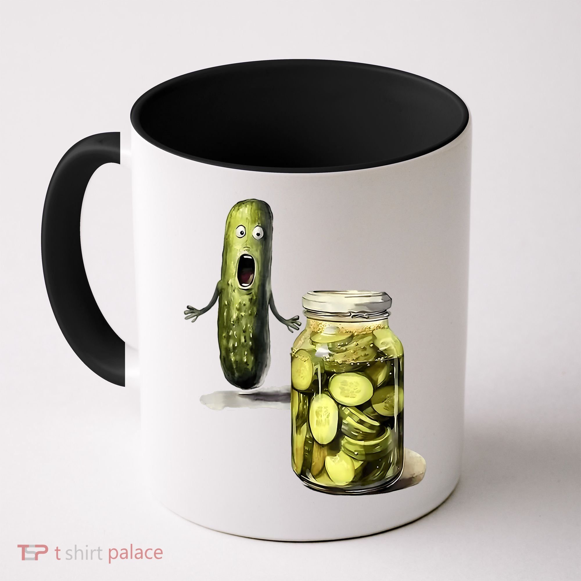 Funny Pickle Surprise A Cucumber And A Jar Of Sliced Pickles Gift Coffee Mug