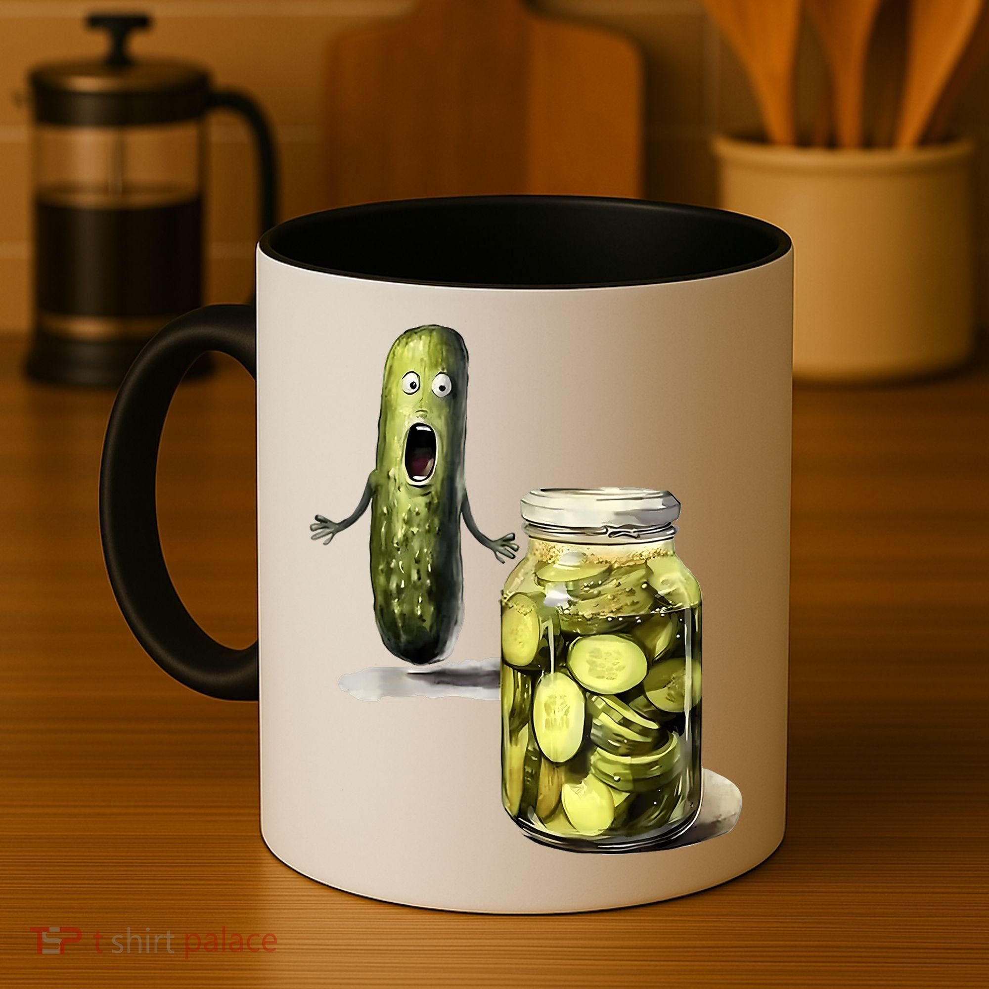 Funny Pickle Surprise A Cucumber And A Jar Of Sliced Pickles Gift Coffee Mug