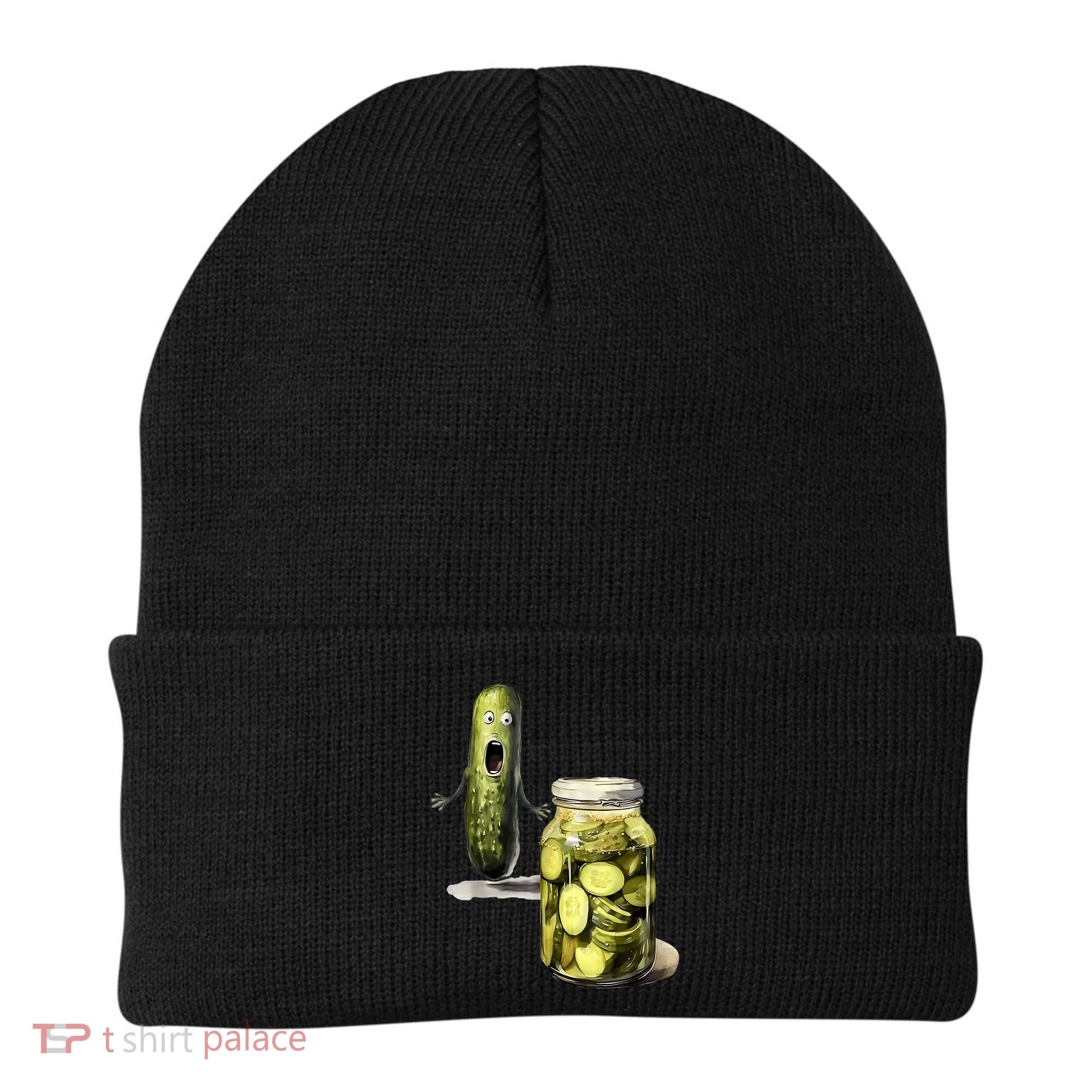 Funny Pickle Surprise A Cucumber And A Jar Of Sliced Pickles Gift Beanie
