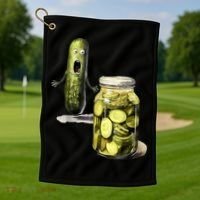Funny Pickle Surprise A Cucumber And A Jar Of Sliced Pickles Gift Golf Towel thumb 1
