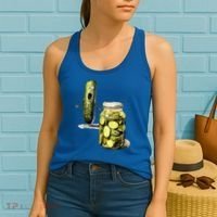 Funny Pickle Surprise A Cucumber And A Jar Of Sliced Pickles Gift Women's Tank Top thumb 2