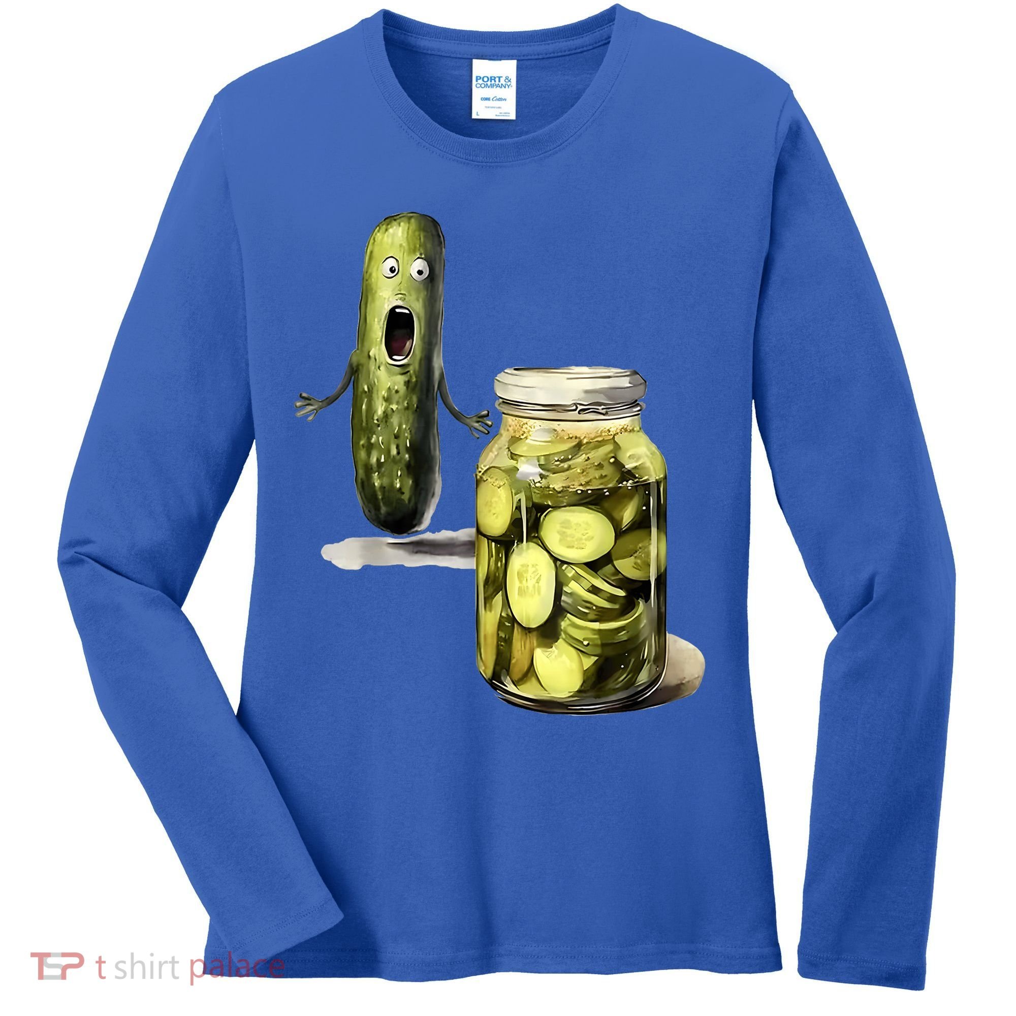 Funny Pickle Surprise A Cucumber And A Jar Of Sliced Pickles Gift Women's Long Sleeve Shirt