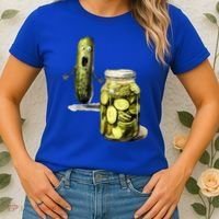 Funny Pickle Surprise A Cucumber And A Jar Of Sliced Pickles Gift Women's T-Shirt thumb 2