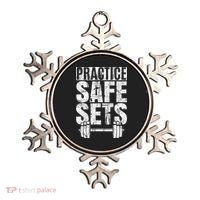 Funny Practice Safe Sets Weight Lifting Ornament thumb 0