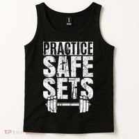 Funny Practice Safe Sets Weight Lifting Tank Top thumb 2