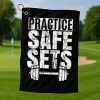 Funny Practice Safe Sets Weight Lifting Golf Towel thumb 1