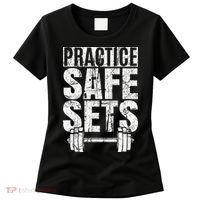 Funny Practice Safe Sets Weight Lifting Women's T-Shirt thumb 0