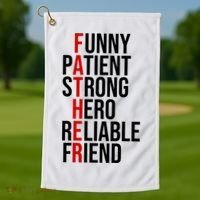 Father Patient Strong Hero Definition Dad Gift Golf Towel thumb 1