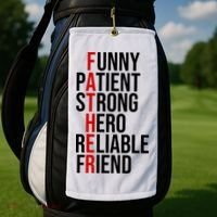 Father Patient Strong Hero Definition Dad Gift Golf Towel thumb 2