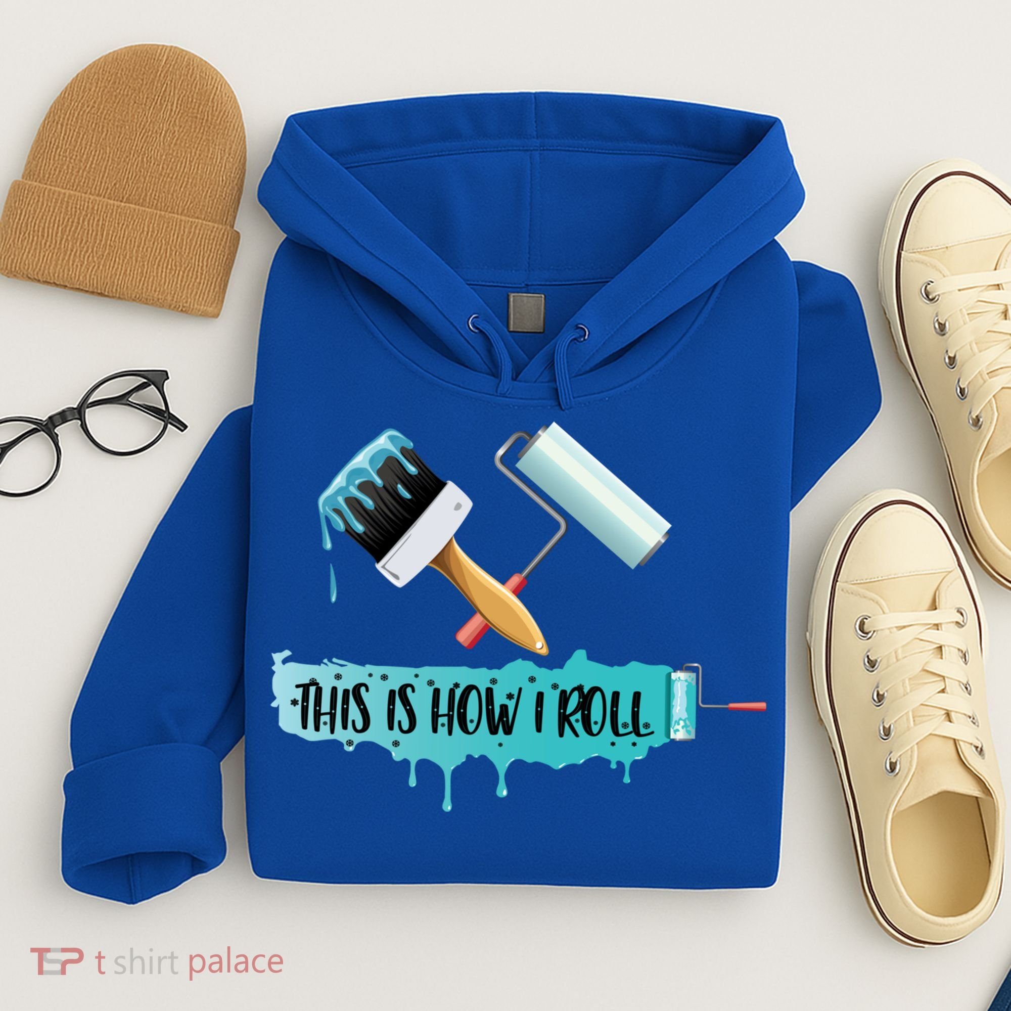 Funny Painter Saying Paint Roller And Brush This Is How I Roll Cool Gift Hoodie