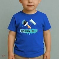 Funny Painter Saying Paint Roller And Brush This Is How I Roll Cool Gift Toddler T-Shirt thumb 2