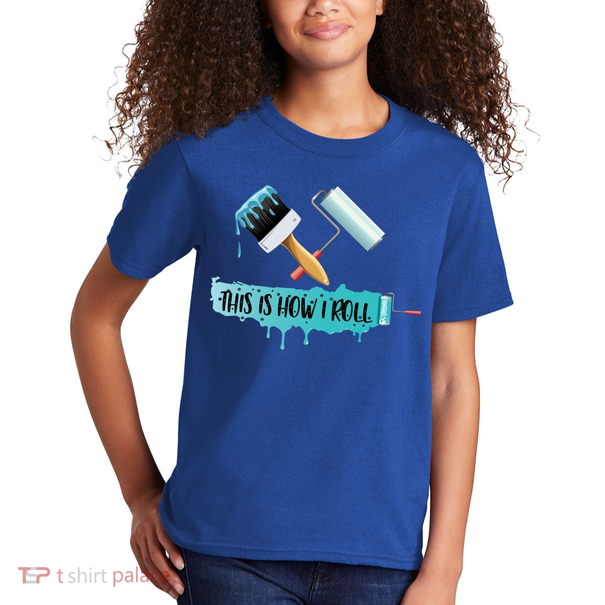 Funny Painter Saying Paint Roller And Brush This Is How I Roll Cool Gift Kids T-Shirt