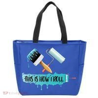 Funny Painter Saying Paint Roller And Brush This Is How I Roll Cool Gift Tote Bag thumb 0