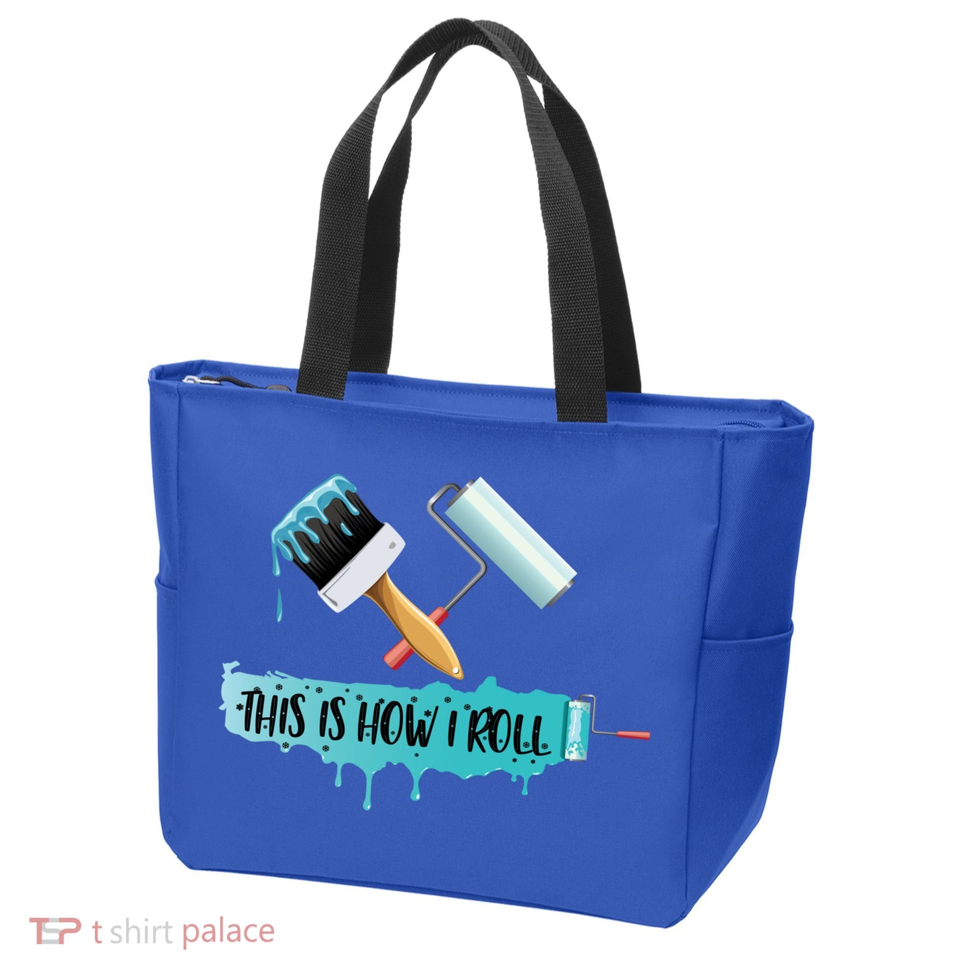 Funny Painter Saying Paint Roller And Brush This Is How I Roll Cool Gift Tote Bag