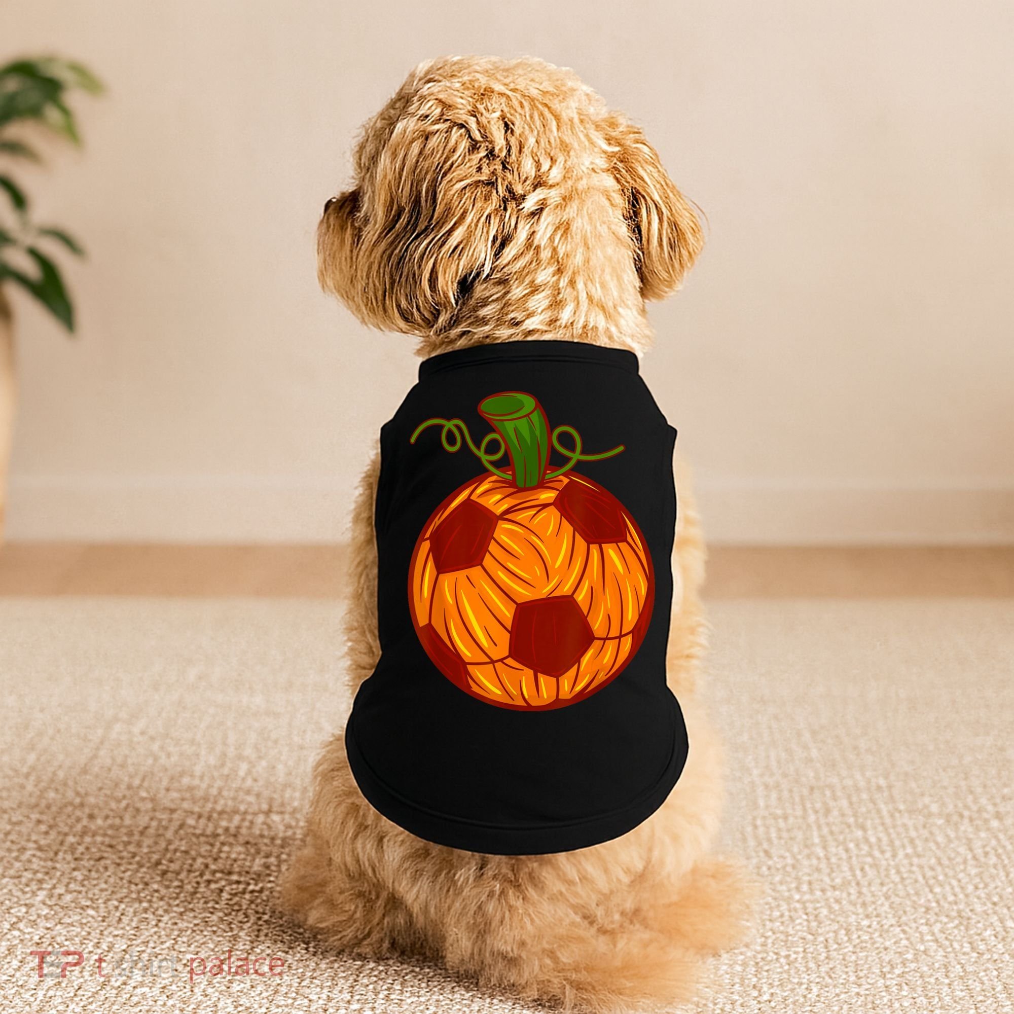 Funny Pumpkin Soccer Ball Halloween Doggie Tank