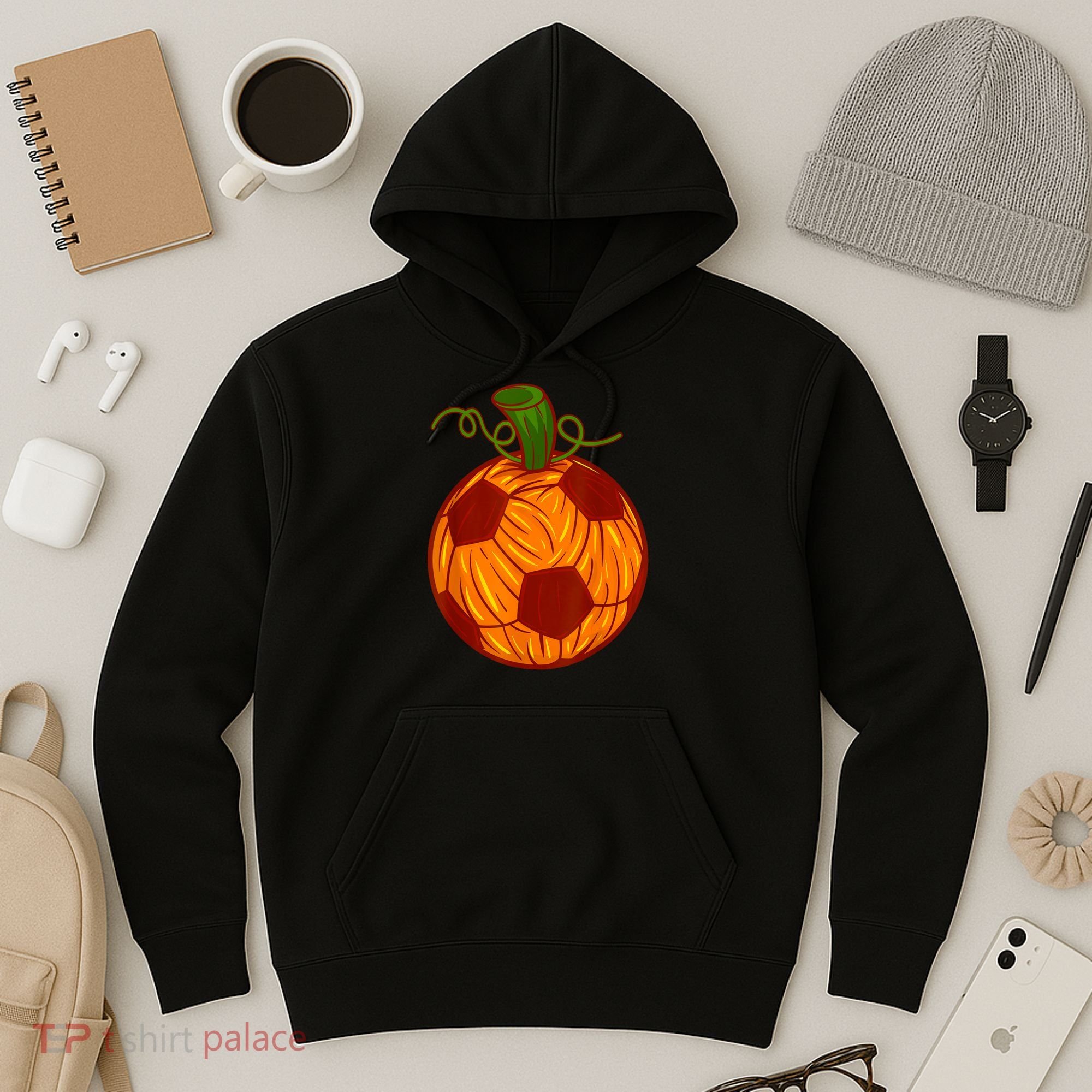 Funny Pumpkin Soccer Ball Halloween Hoodie