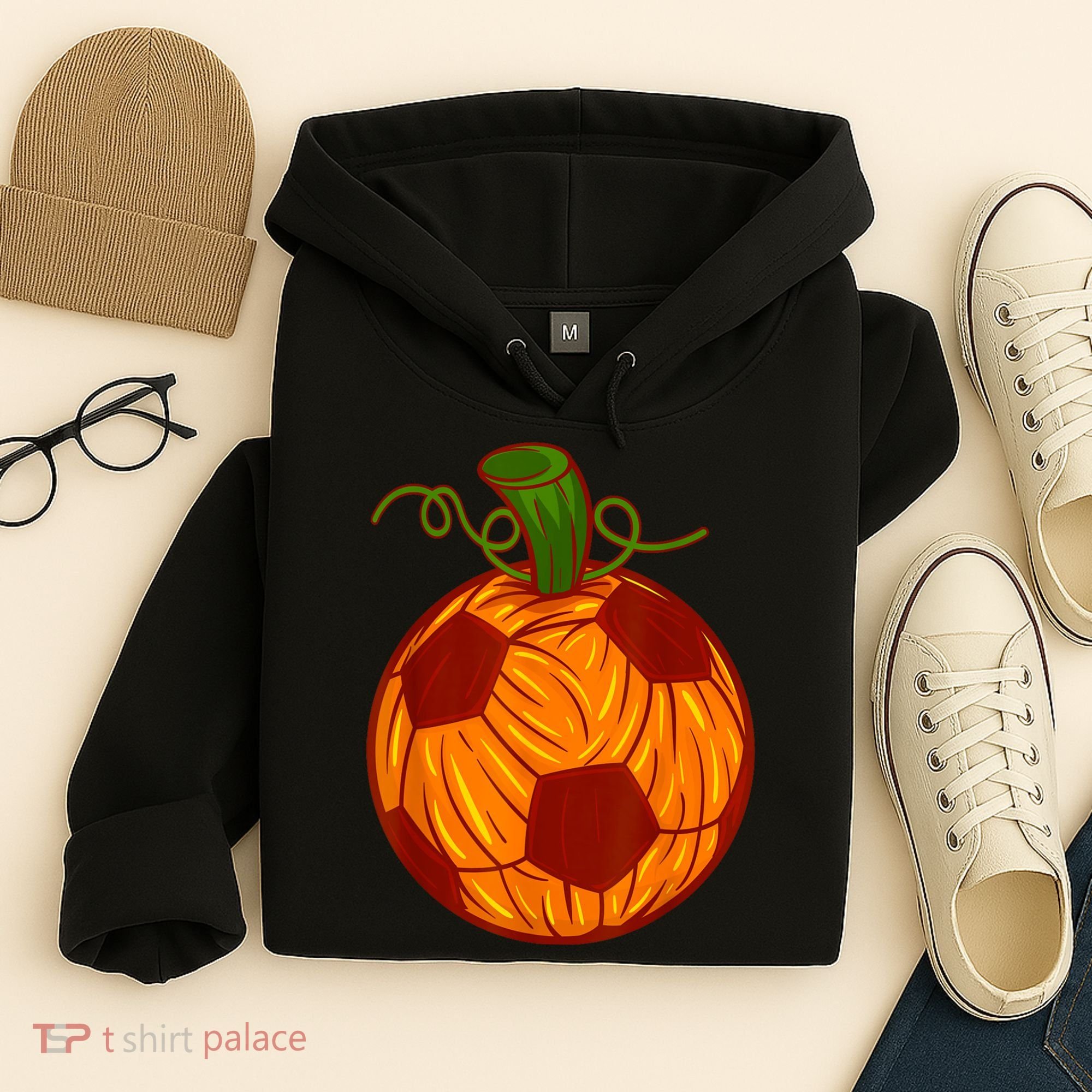 Funny Pumpkin Soccer Ball Halloween Hoodie