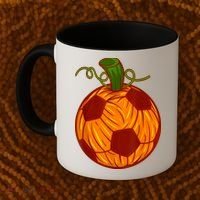 Funny Pumpkin Soccer Ball Halloween Coffee Mug thumb 2