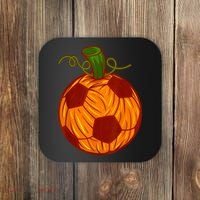 Funny Pumpkin Soccer Ball Halloween Coaster thumb 0