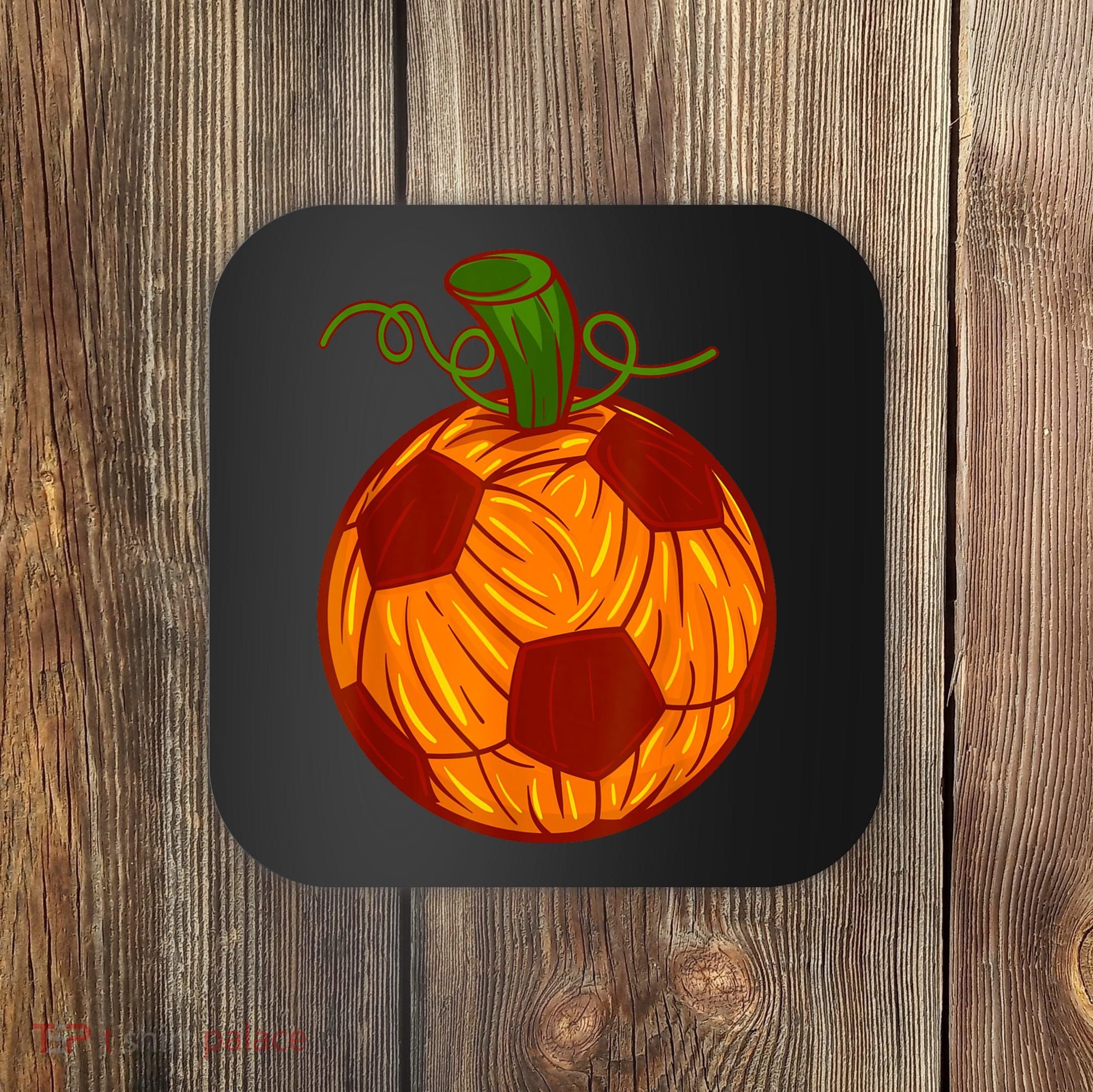 Funny Pumpkin Soccer Ball Halloween Coaster
