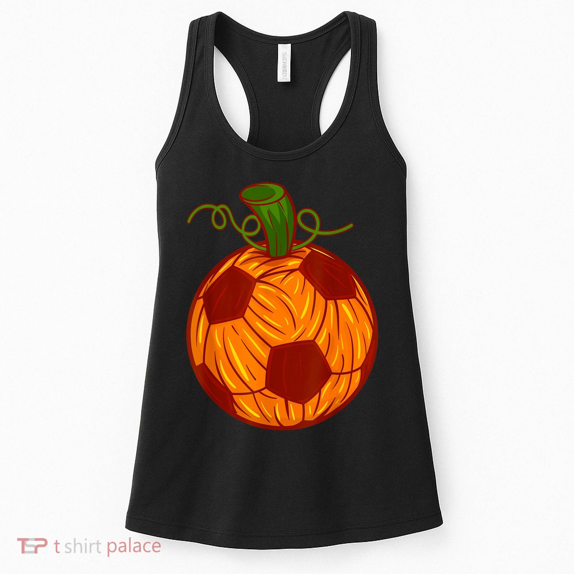 Funny Pumpkin Soccer Ball Halloween Women's Tank Top