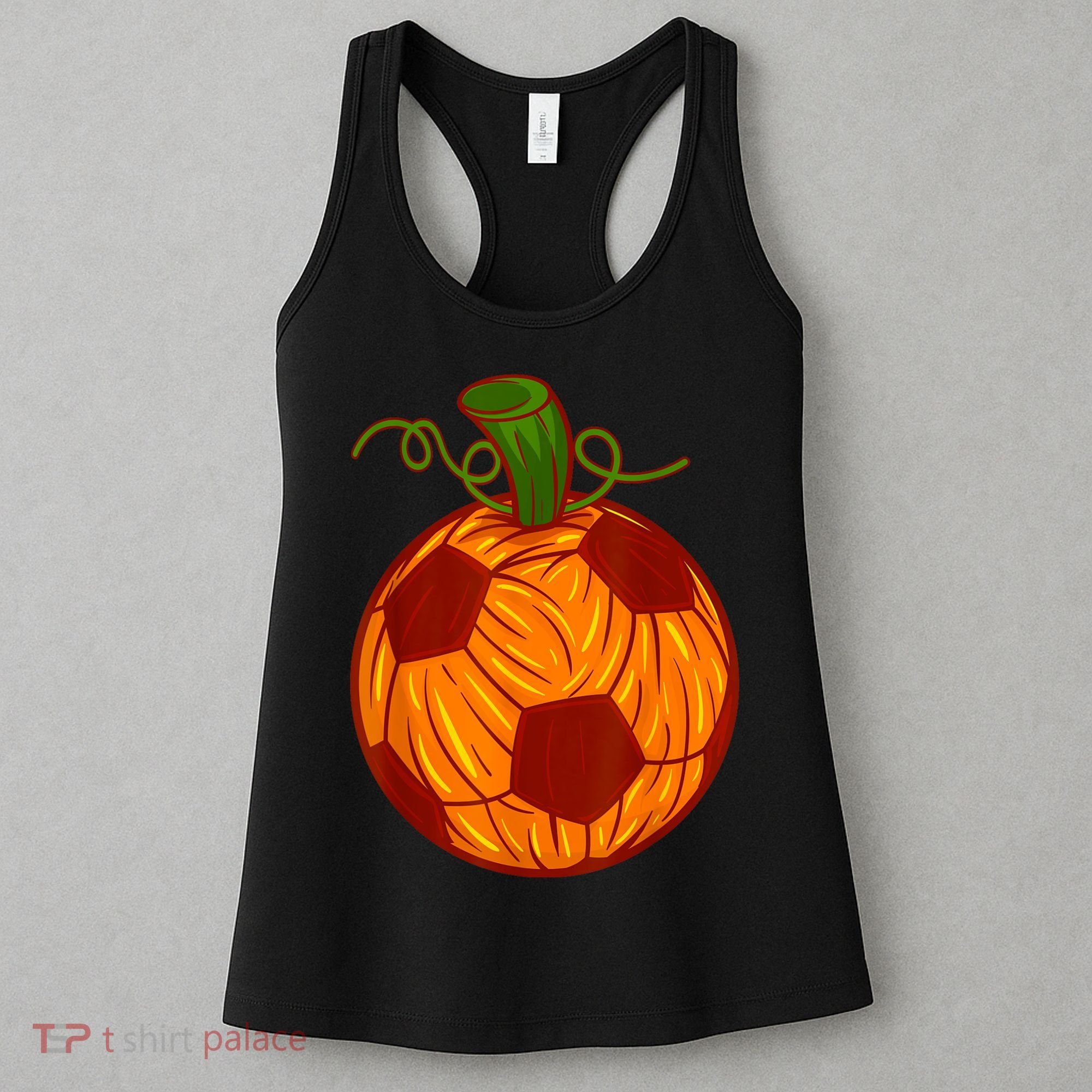 Funny Pumpkin Soccer Ball Halloween Women's Tank Top