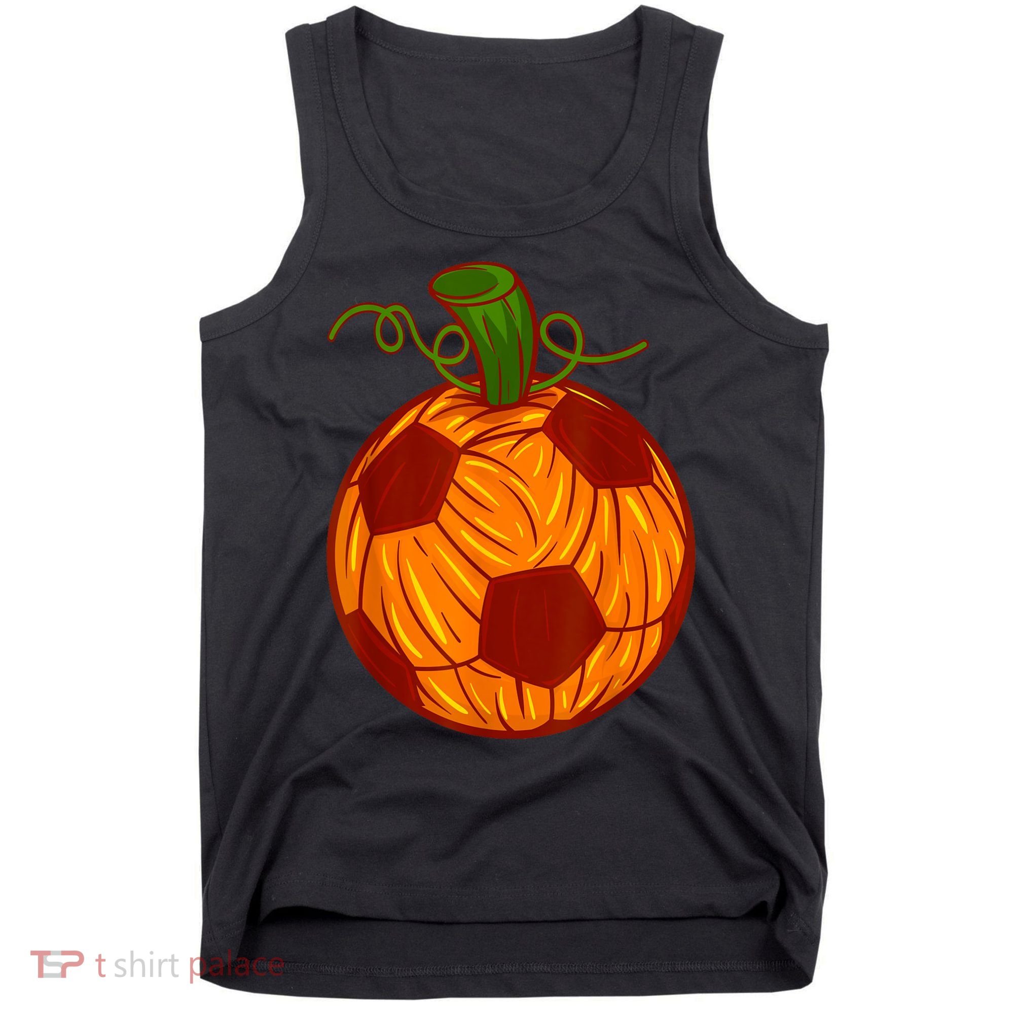 Funny Pumpkin Soccer Ball Halloween Tank Top