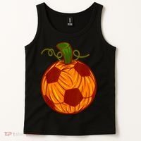 Funny Pumpkin Soccer Ball Halloween Tank Top thumb 2