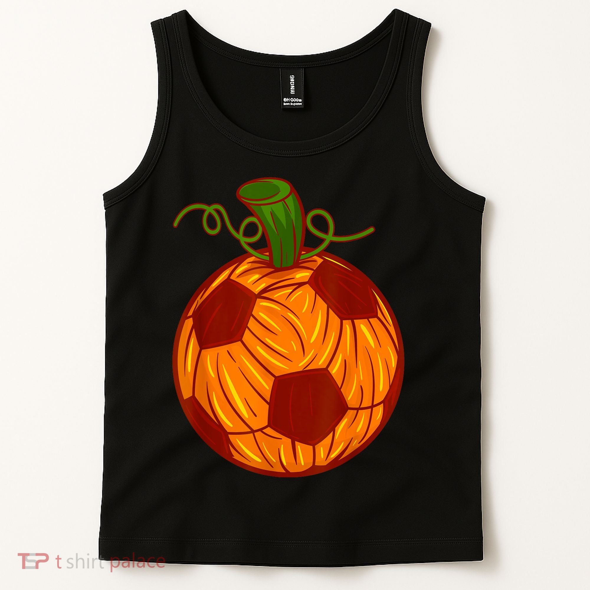 Funny Pumpkin Soccer Ball Halloween Tank Top