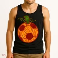 Funny Pumpkin Soccer Ball Halloween Tank Top thumb 3